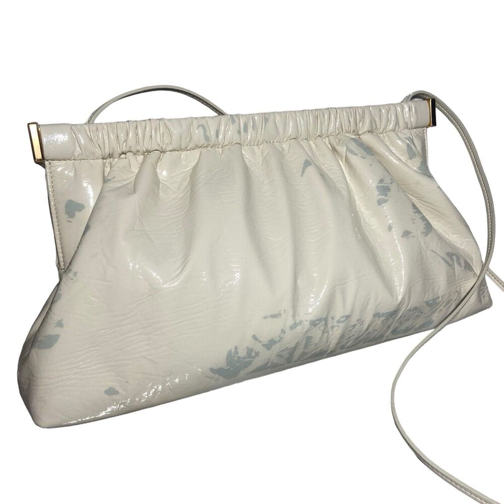 Nanushka The Bar Clutch Shoulder Bag Cream White Faux Leather Evening Purse